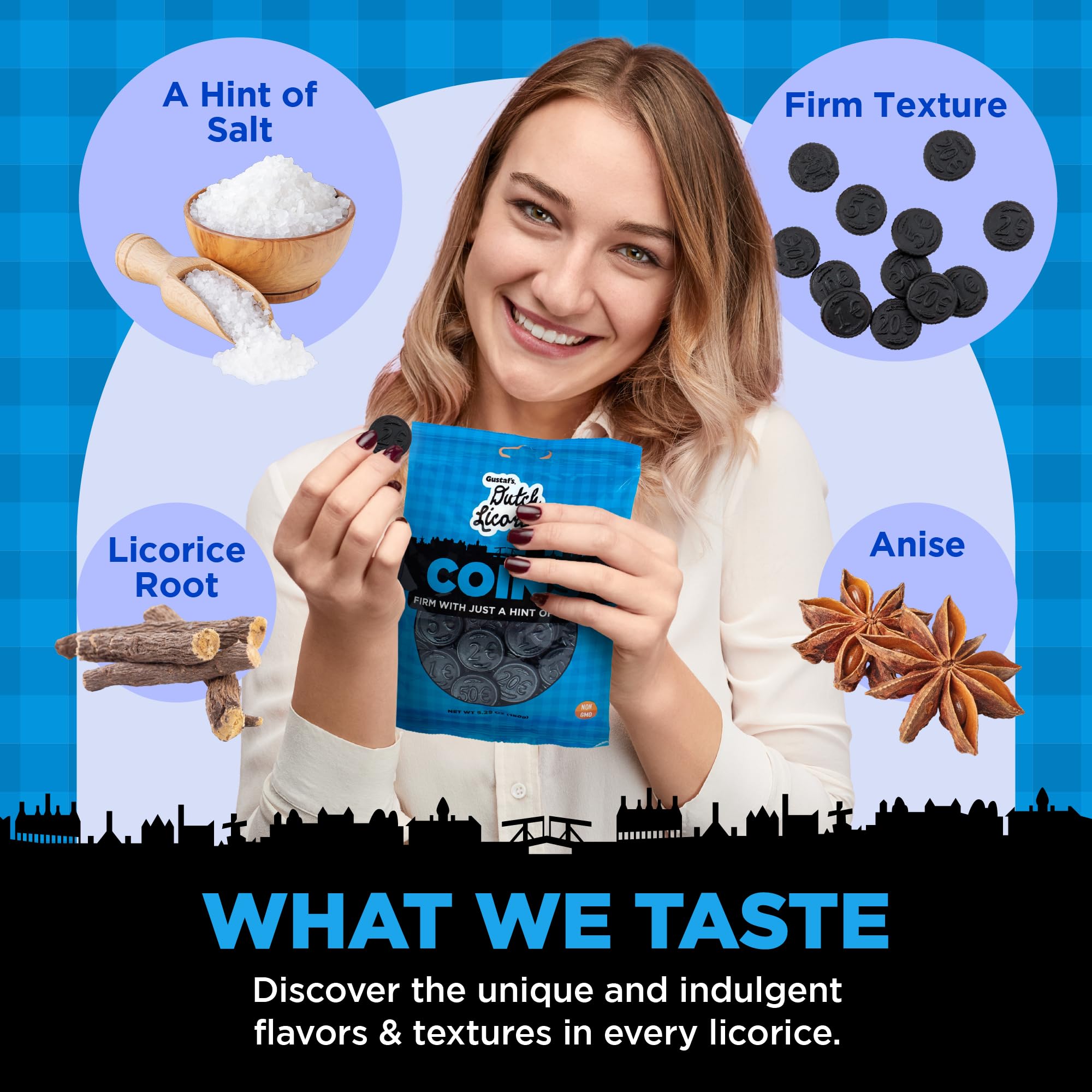 Gustaf's opened bag spilling coins demonstrating freshness and snack-ready convenience