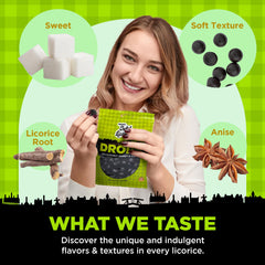 Gustaf's open bag with a spoon of drops showing serving convenience benefit: easy to share