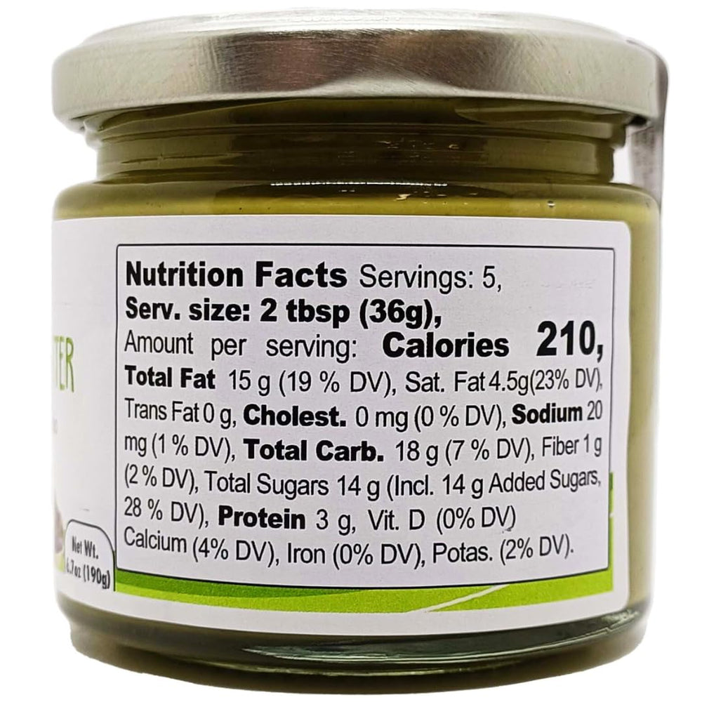 GUSTO ETNA open jar close-up of creamy pistachio texture for spreading