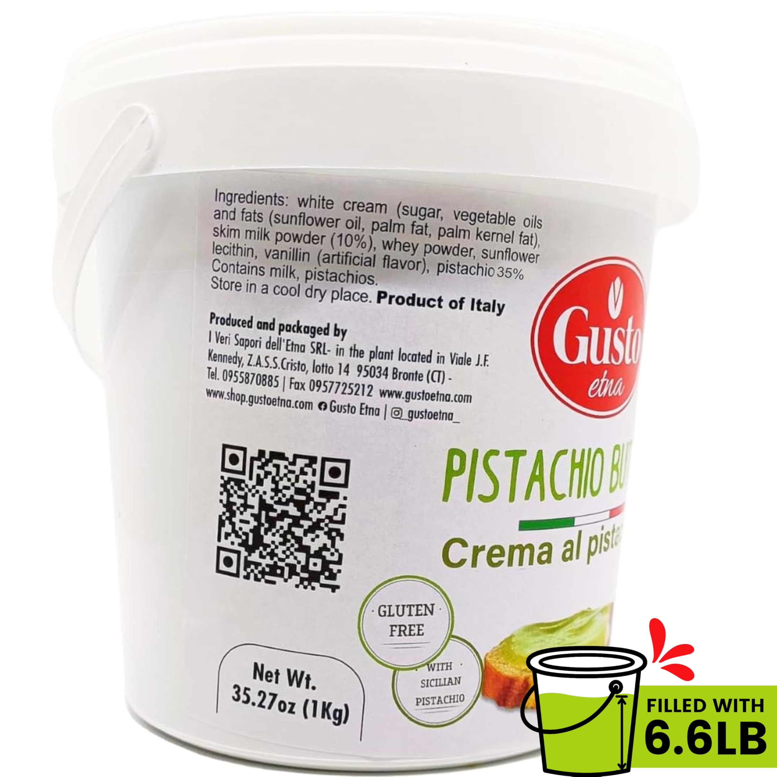 GUSTO ETNA close-up texture highlights creamy pistachio spread for smooth blending