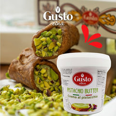 GUSTO ETNA swirled into gelato showing rich pistachio color and creamy mouthfeel