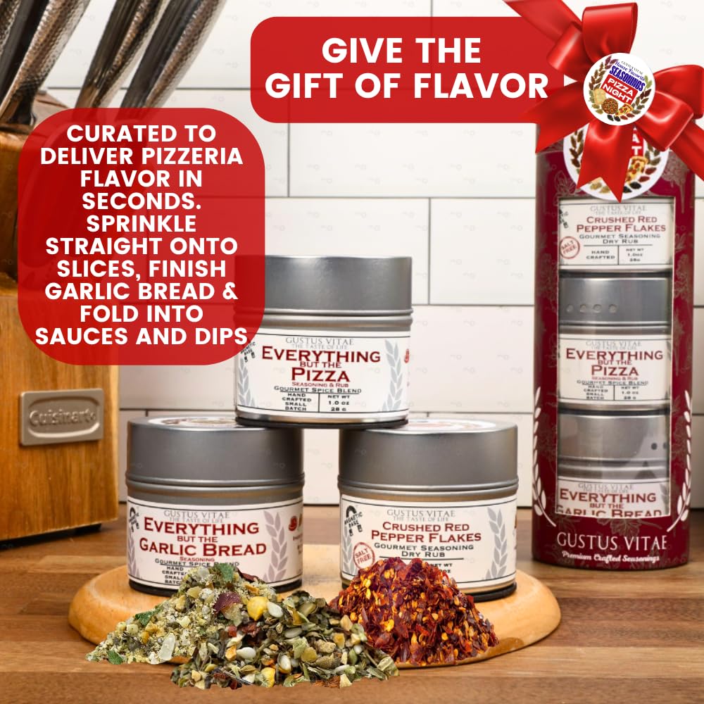Gustus Vitae magnetized tins stuck to fridge, keeps seasonings handy and tidy