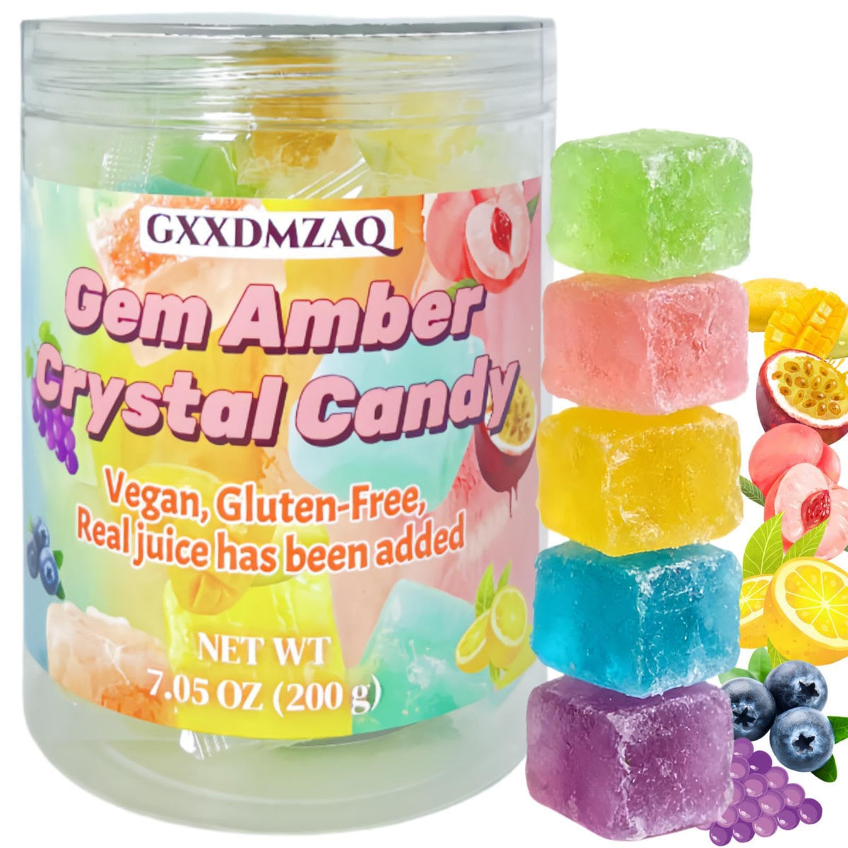 GXXDMZAQ jar front packaging shows resealable lid and colorful gems
