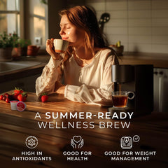 Gya Tea Co steaming cup of Berry Bliss highlighting aromatic berry warmth