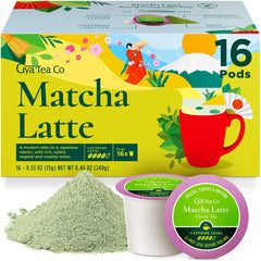 Gya Tea Co front packaging showing 16-count matcha pods and gift-ready design