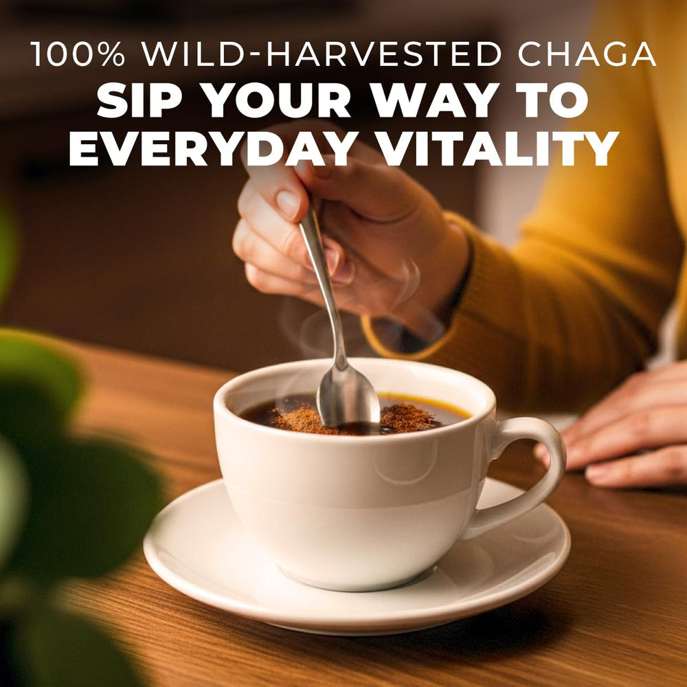 Gya Tea Co latte made with chaga powder offering creamy, caffeine-free warmth