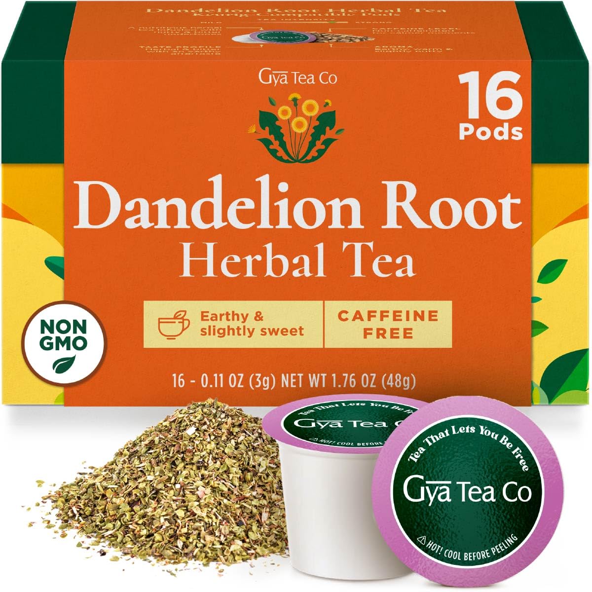 Gya Tea Co front packaging showing product and benefits