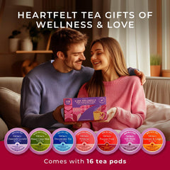 Gya Tea Co tea pods arranged top view highlighting convenience and variety