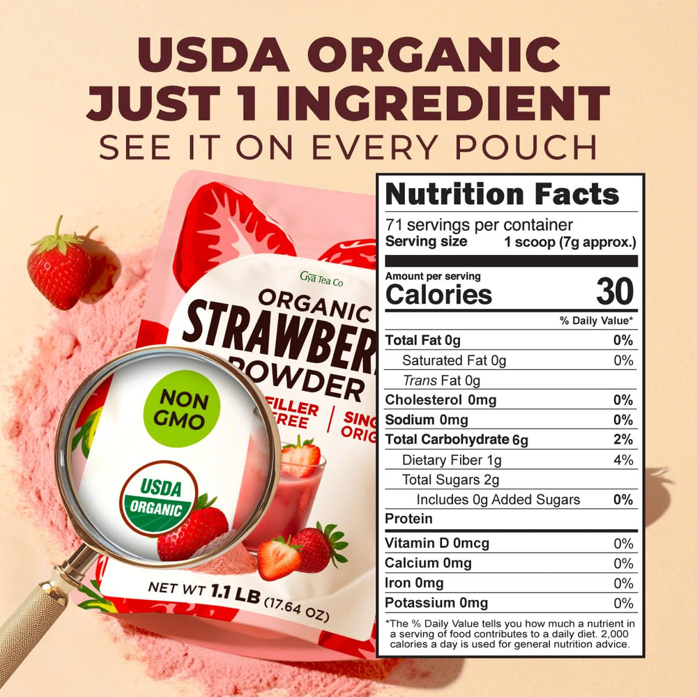Gya Tea Co powder on spoon showing measured serving for consistent recipes benefit