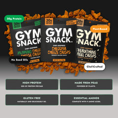 GYM SNACK closeup of crisp texture highlighting baked crunch and low‑fat appeal
