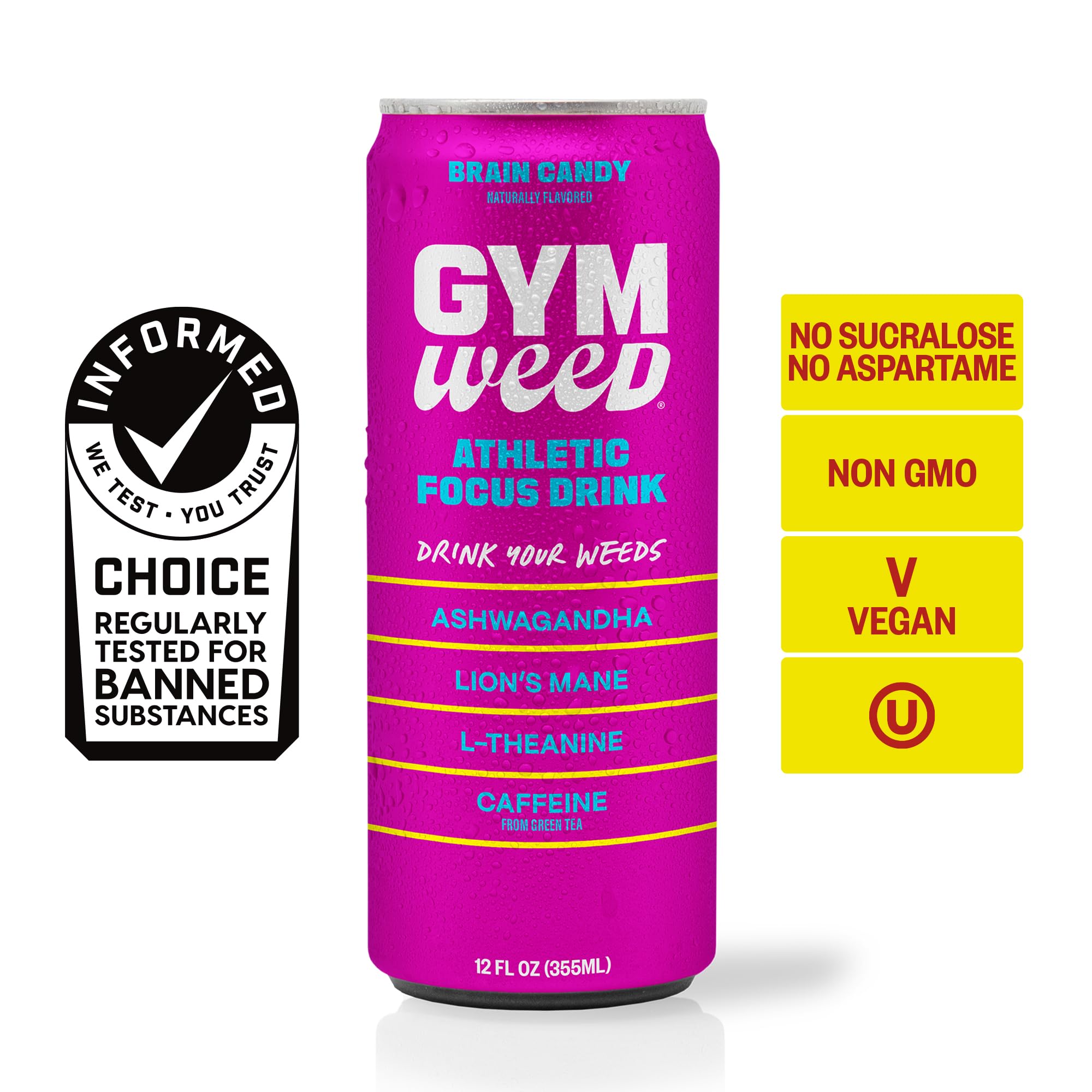 GYM SODA GYM WEED Brain Candy lifestyle shot for focused, enjoyable boost