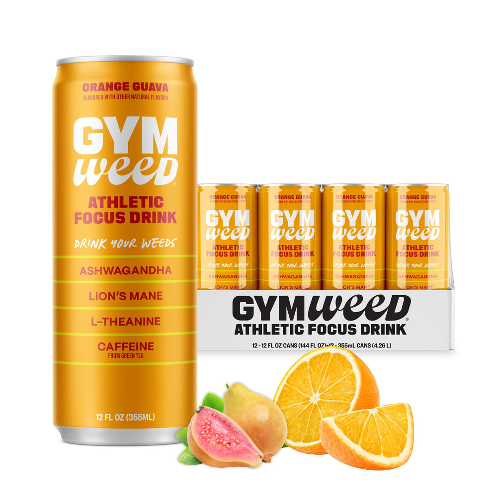 GYM SODA GYM WEED front can view showing orange guava branding and benefit