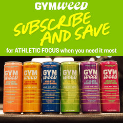 GYM SODA GYM WEED four cans showing flavors included for easy choice