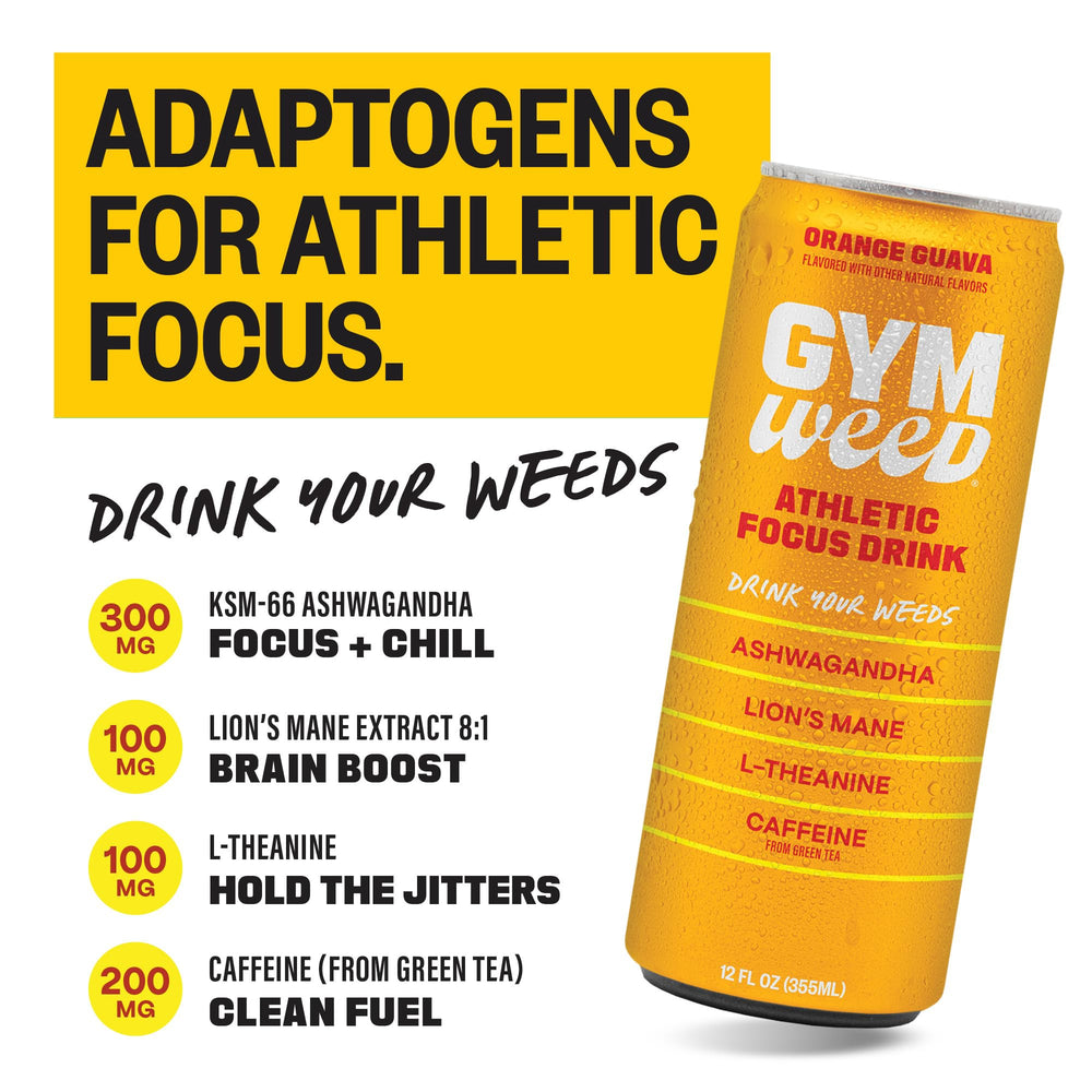 GYM SODA GYM WEED pouring into glass with effervescence for crisp refreshment