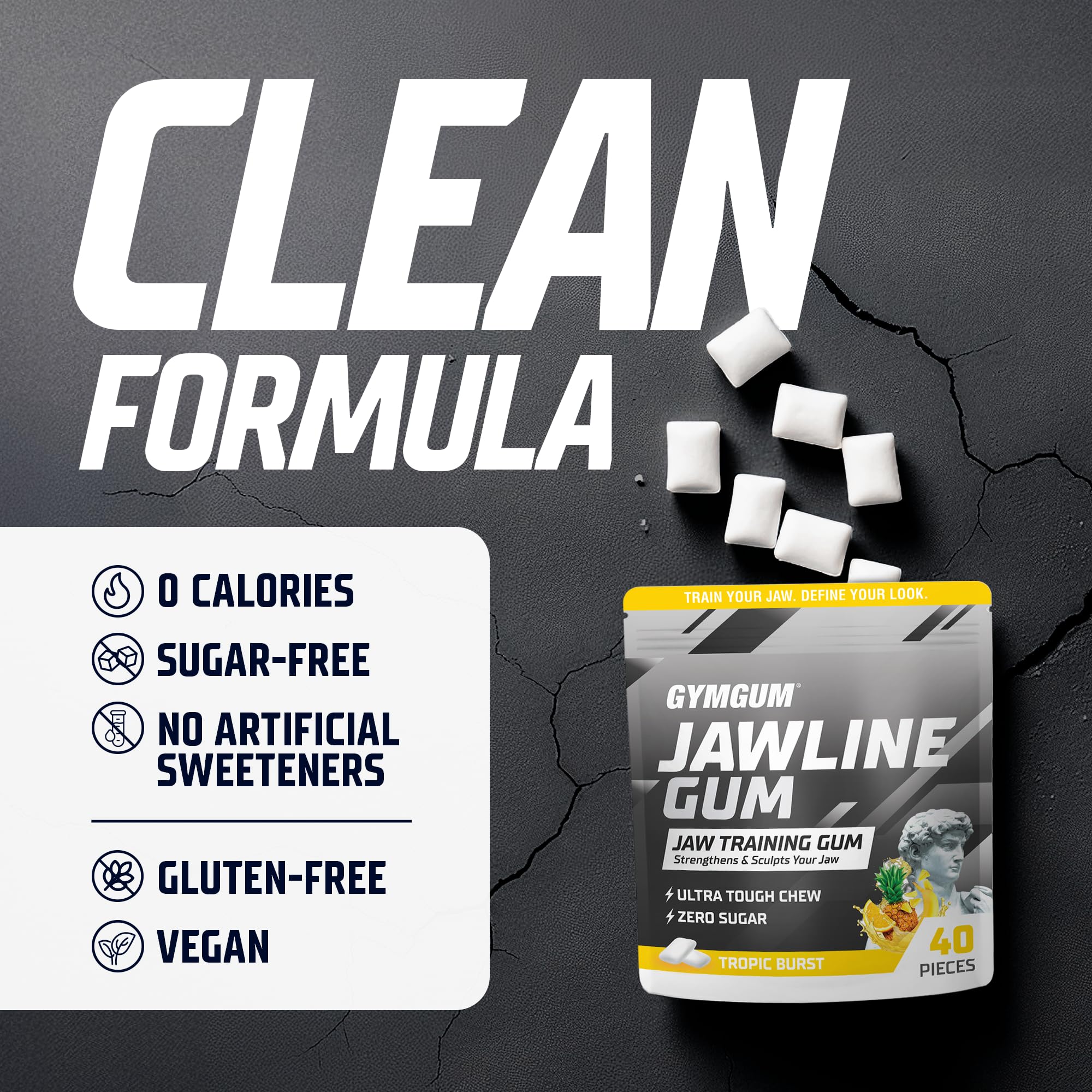 Person chewing GYMGUM during workout for focused jaw training