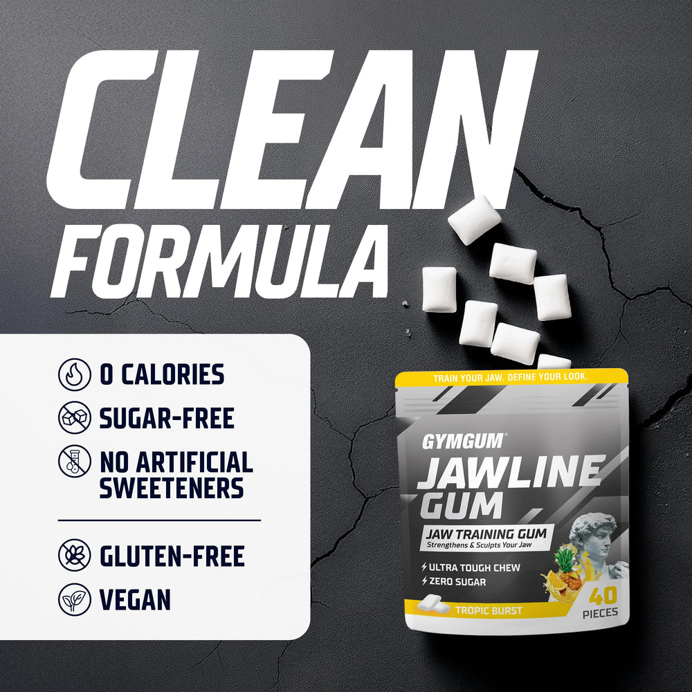 Person chewing GYMGUM during workout for focused jaw training