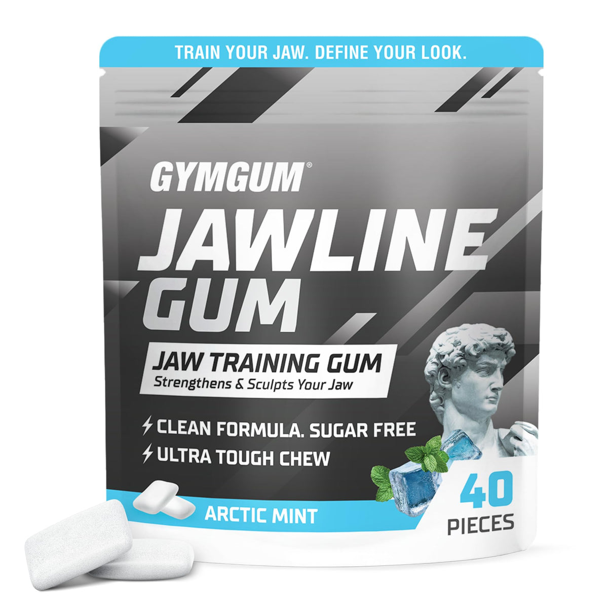 GYMGUM front packaging showing Arctic Mint and 40-count convenience