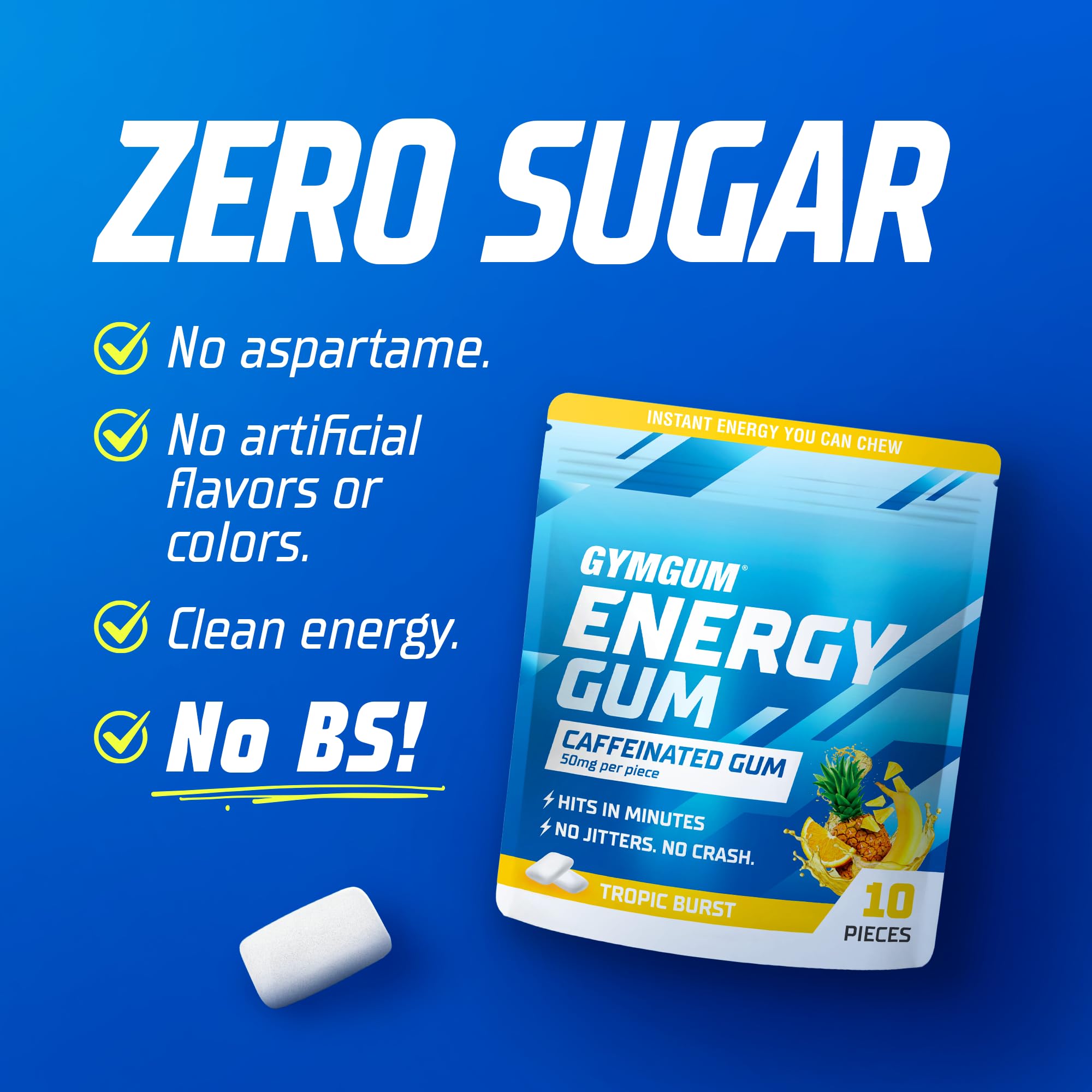 GYMGUM chew texture detail highlighting resilient chew for workouts and freshness