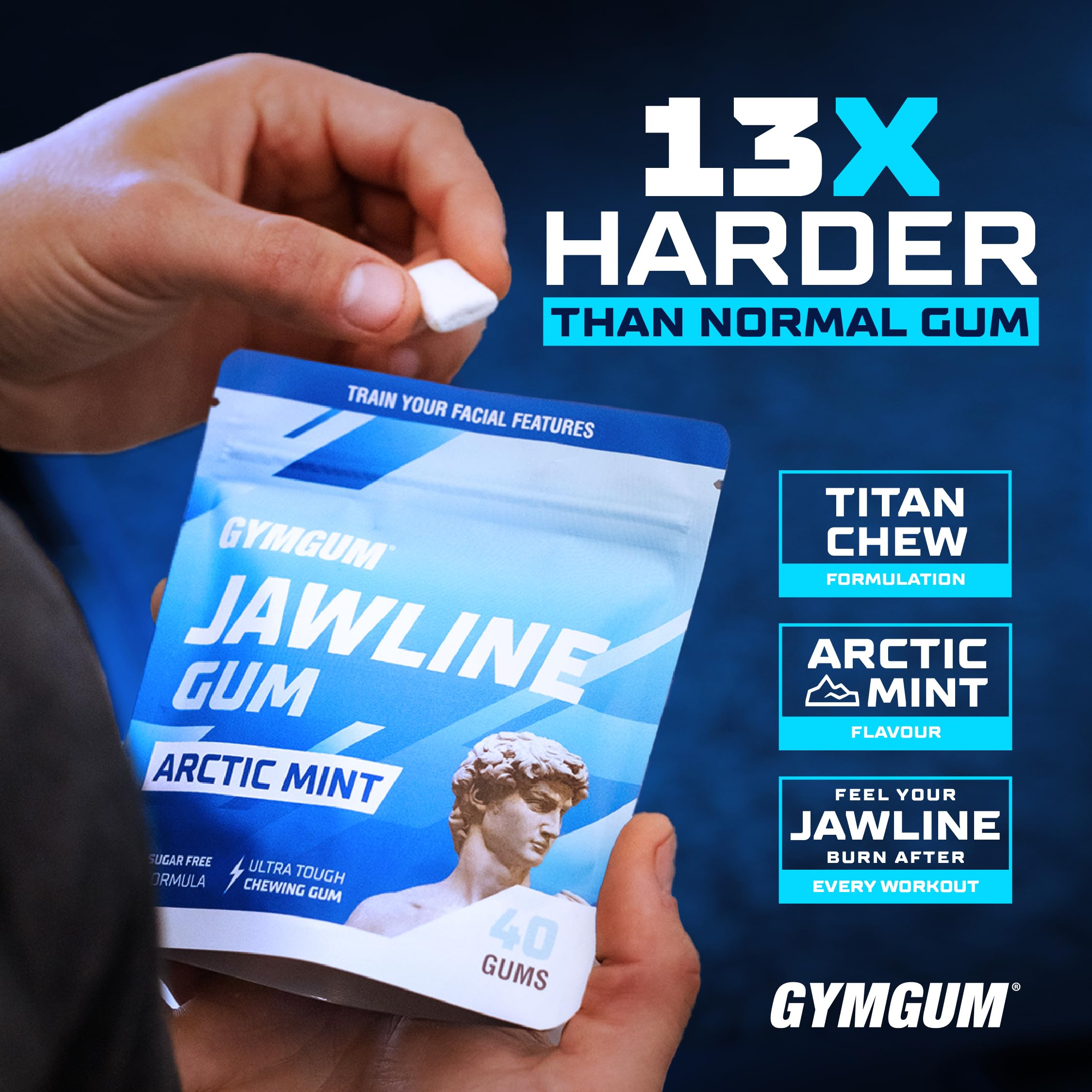 GYMGUM close up of ultra hard gum texture highlighting strong resistance for results