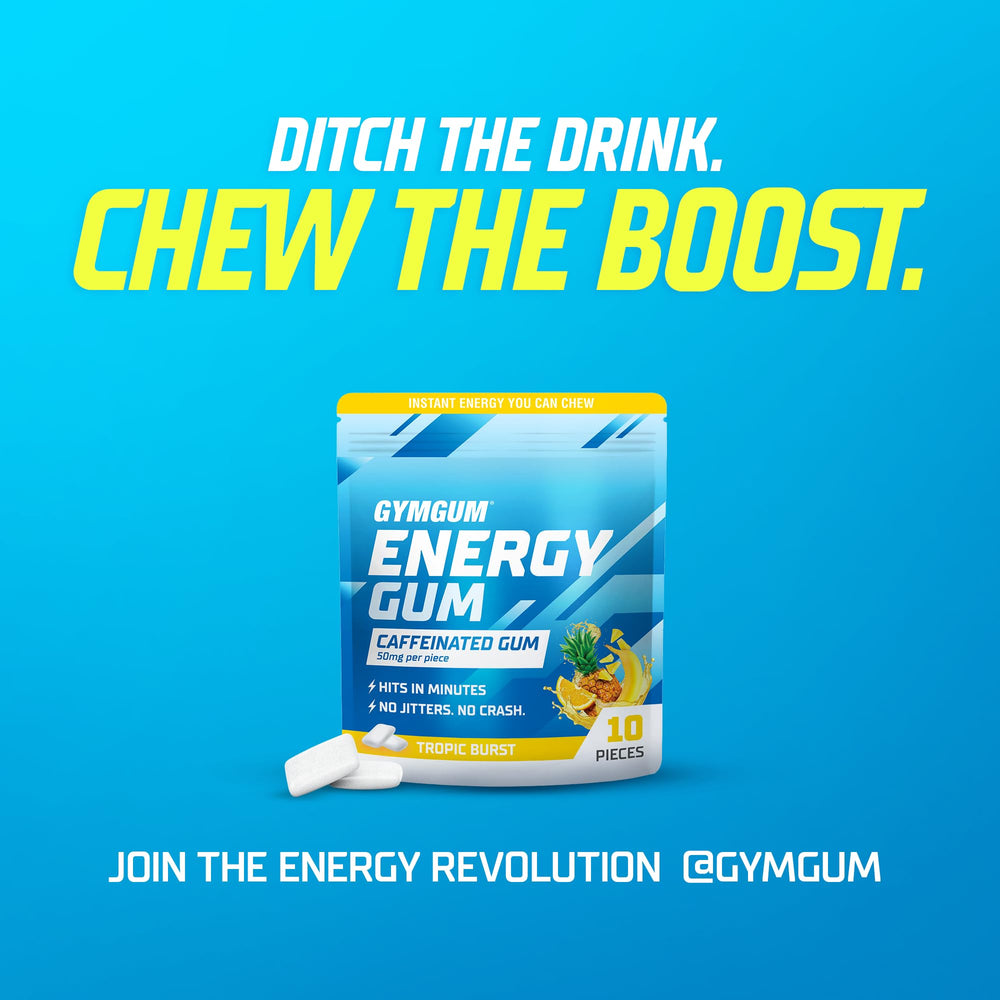 GYMGUM pouch on desk in lifestyle scene showing portable focus boost at work
