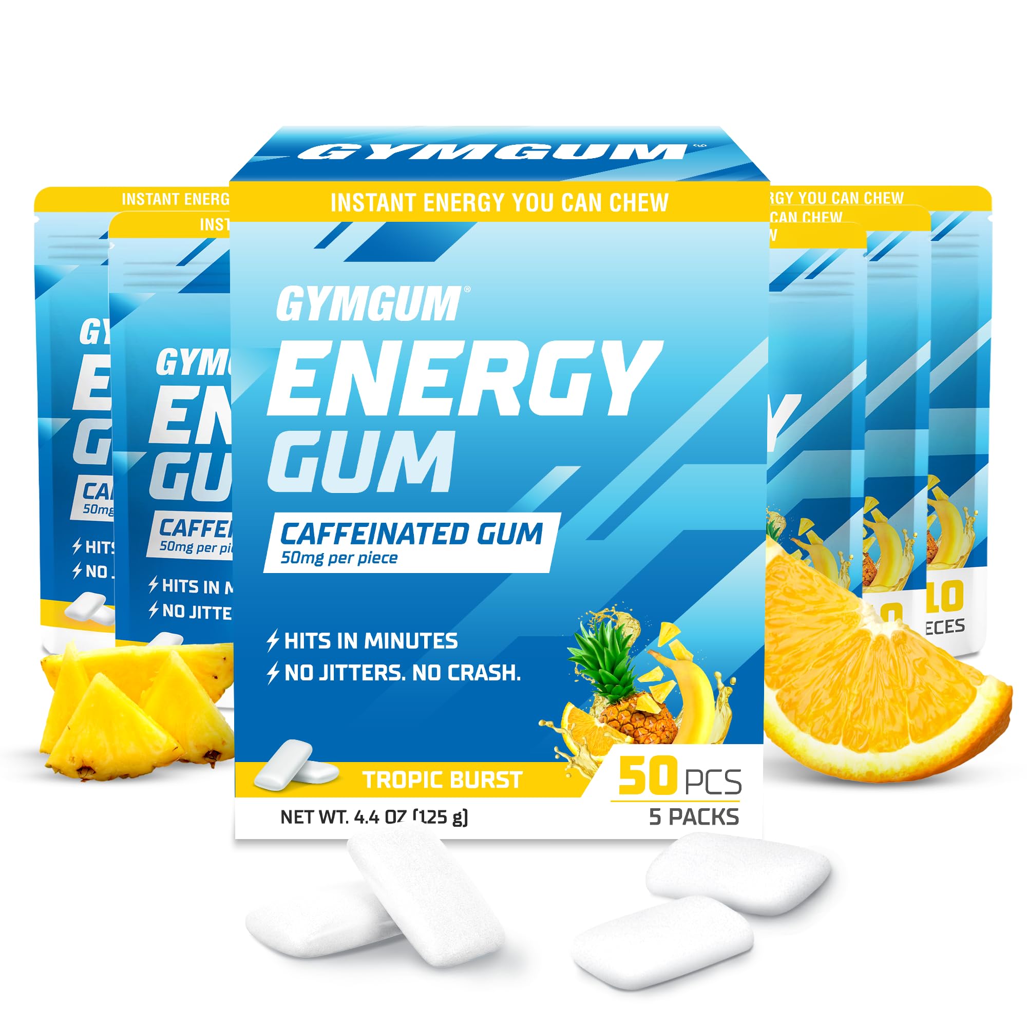 GYMGUM front pouch tropic burst showing resealable pack and portability benefit