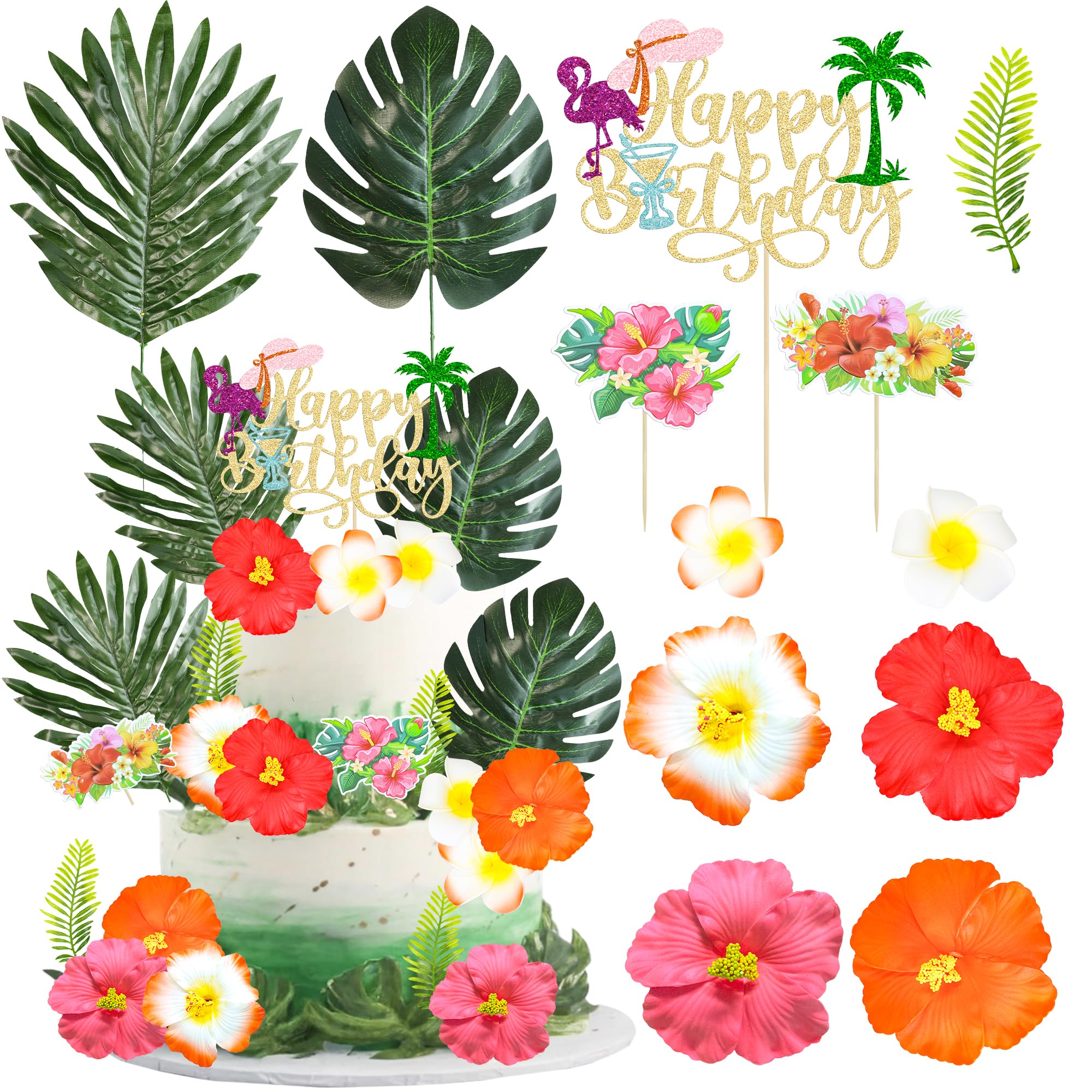 Gyufise front packaging showing 33-piece Hawaiian cake toppers for instant tropical decorating