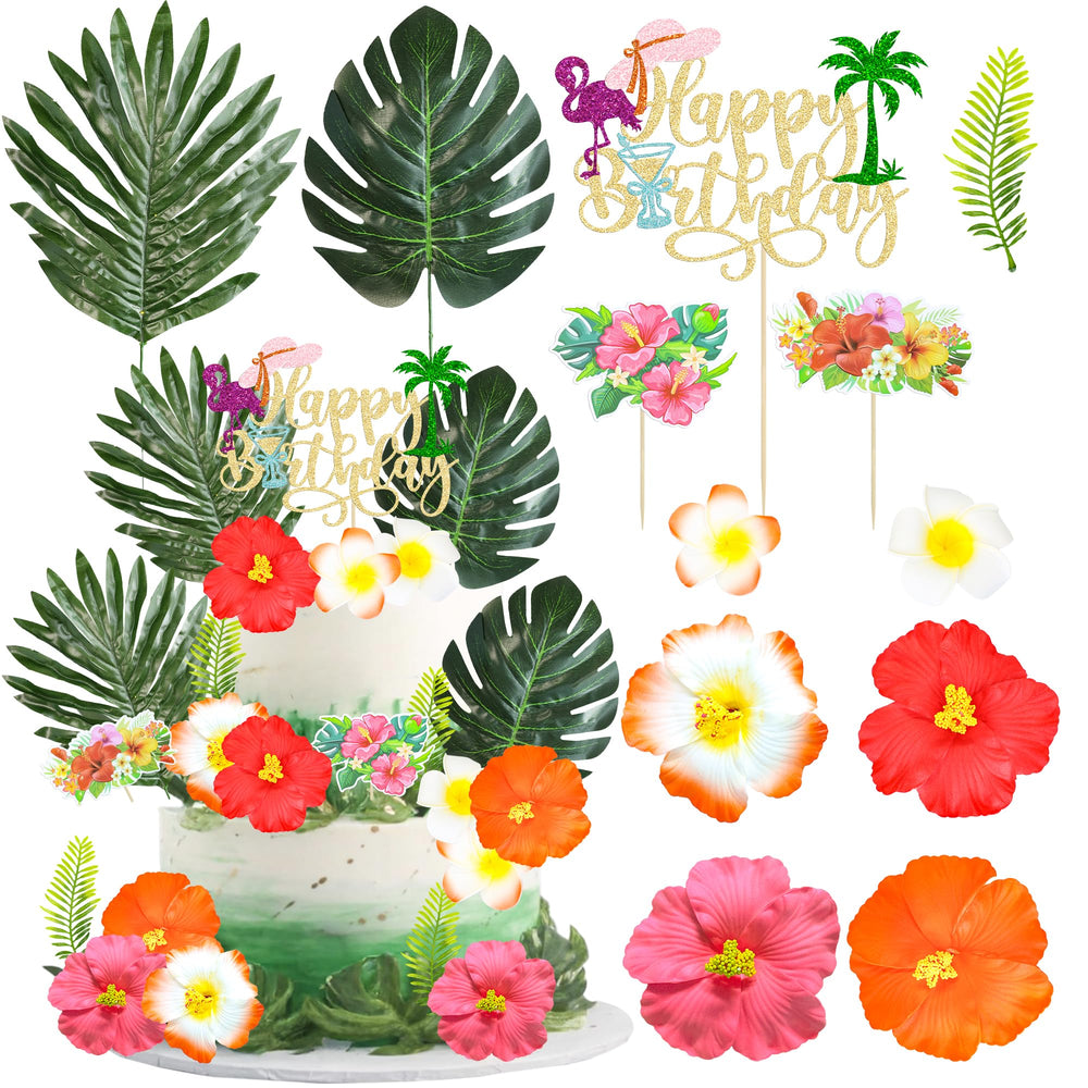 Gyufise front packaging showing 33-piece Hawaiian cake toppers for instant tropical decorating