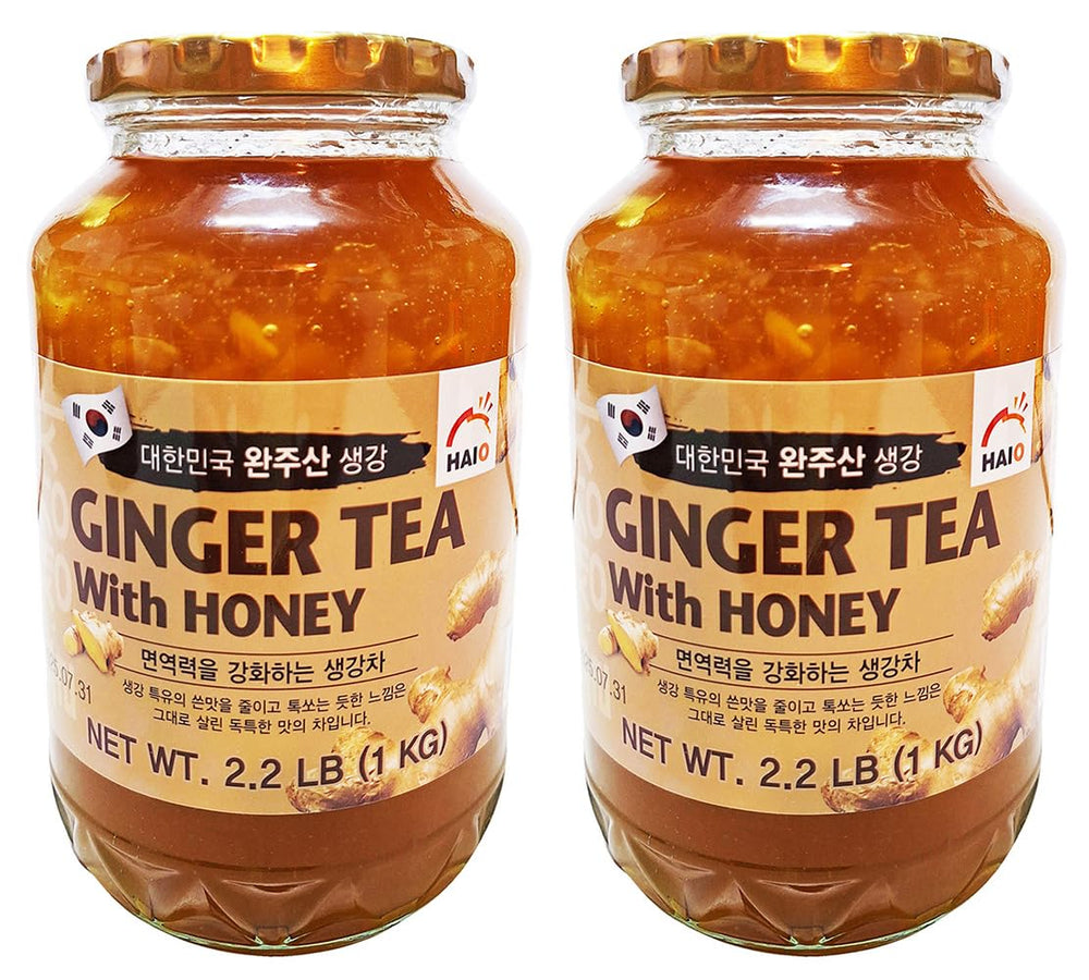 Haio front packaging showing two glass jars and label, emphasizes authentic Korean origin and convenience