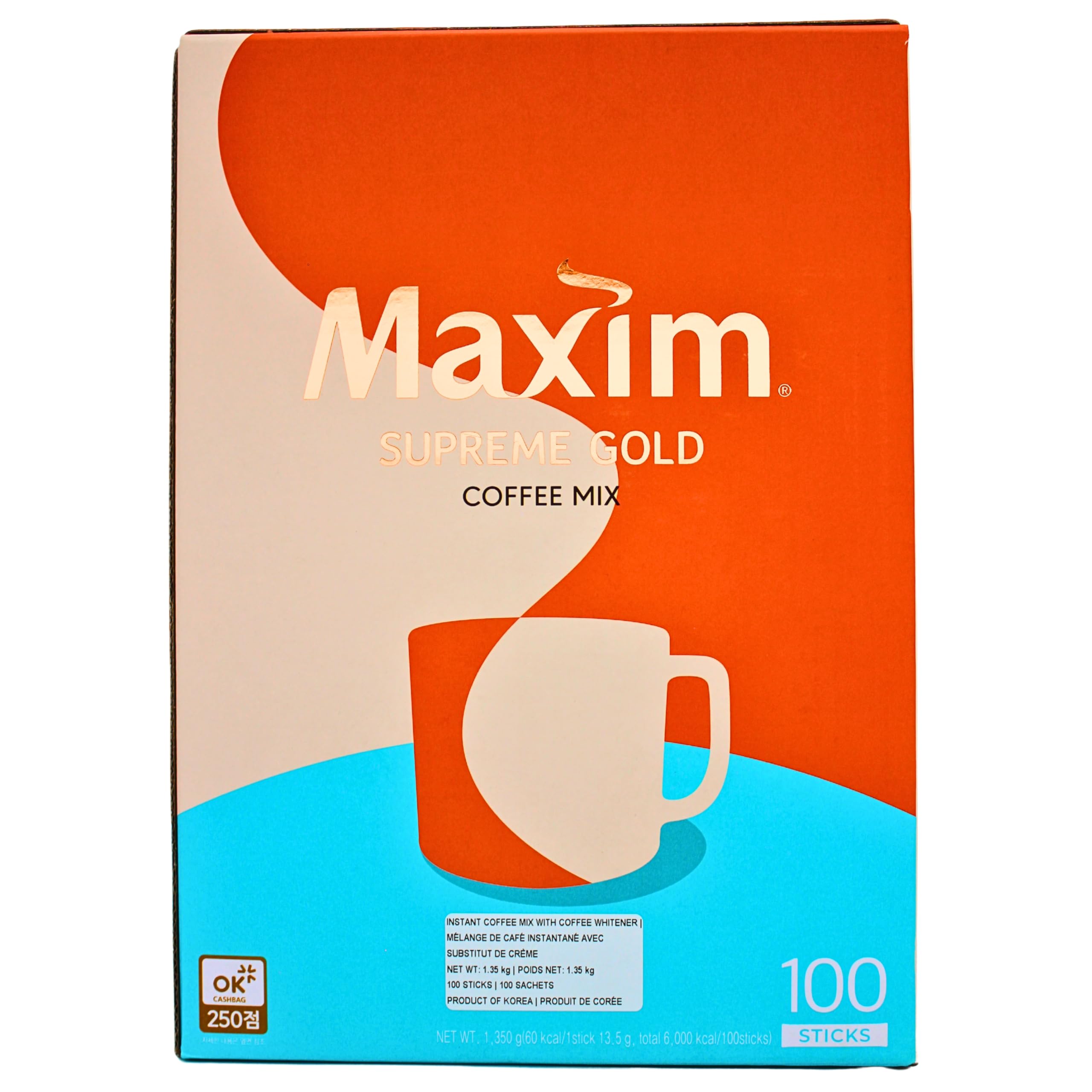 Haitai MAXIM front box showing 100-stick packaging and easy storage benefit