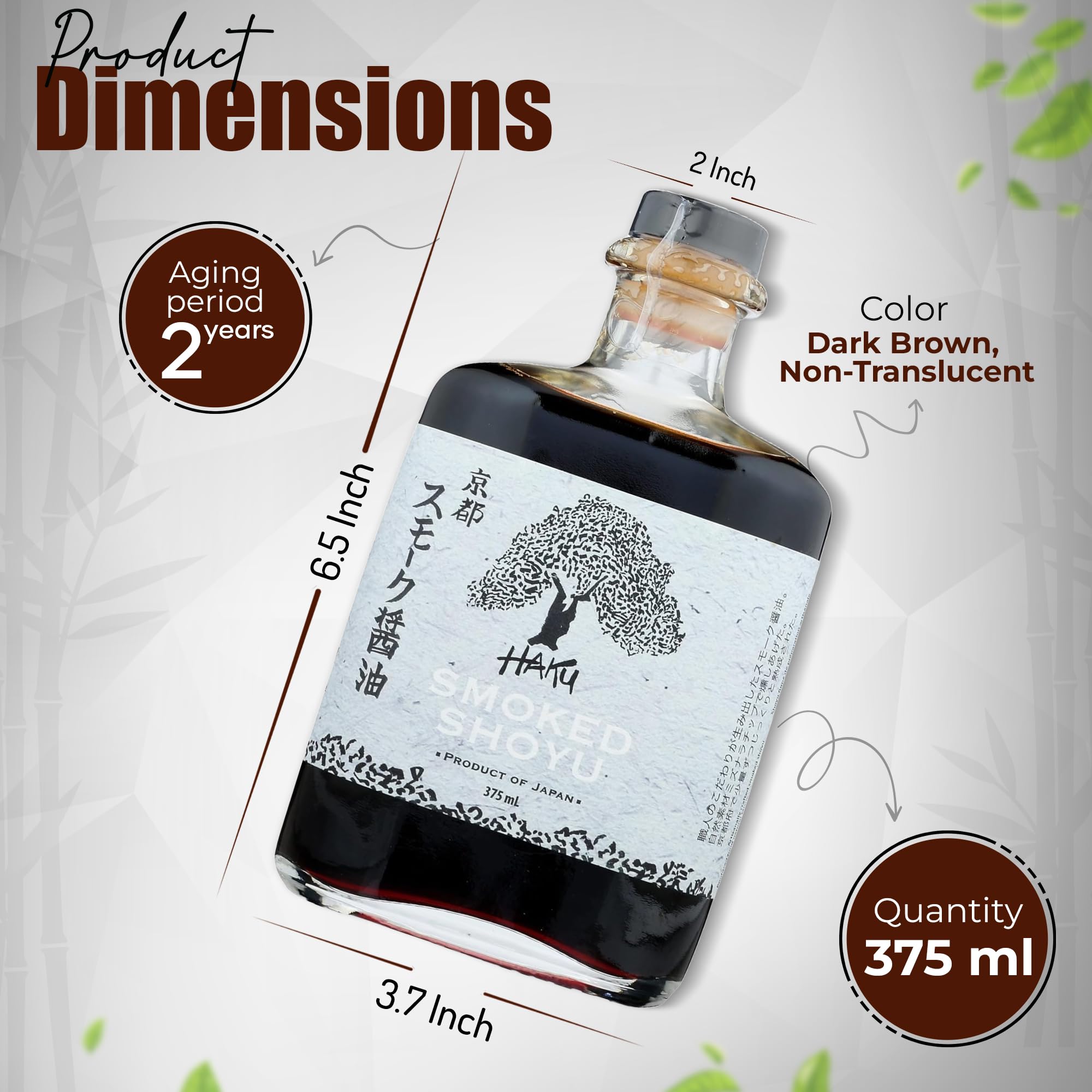 HAKU label close-up highlighting Kyoto artisanal brewing and provenance benefit