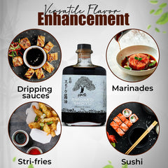 HAKU beside sushi showcasing balanced smoke that enhances raw fish taste benefit