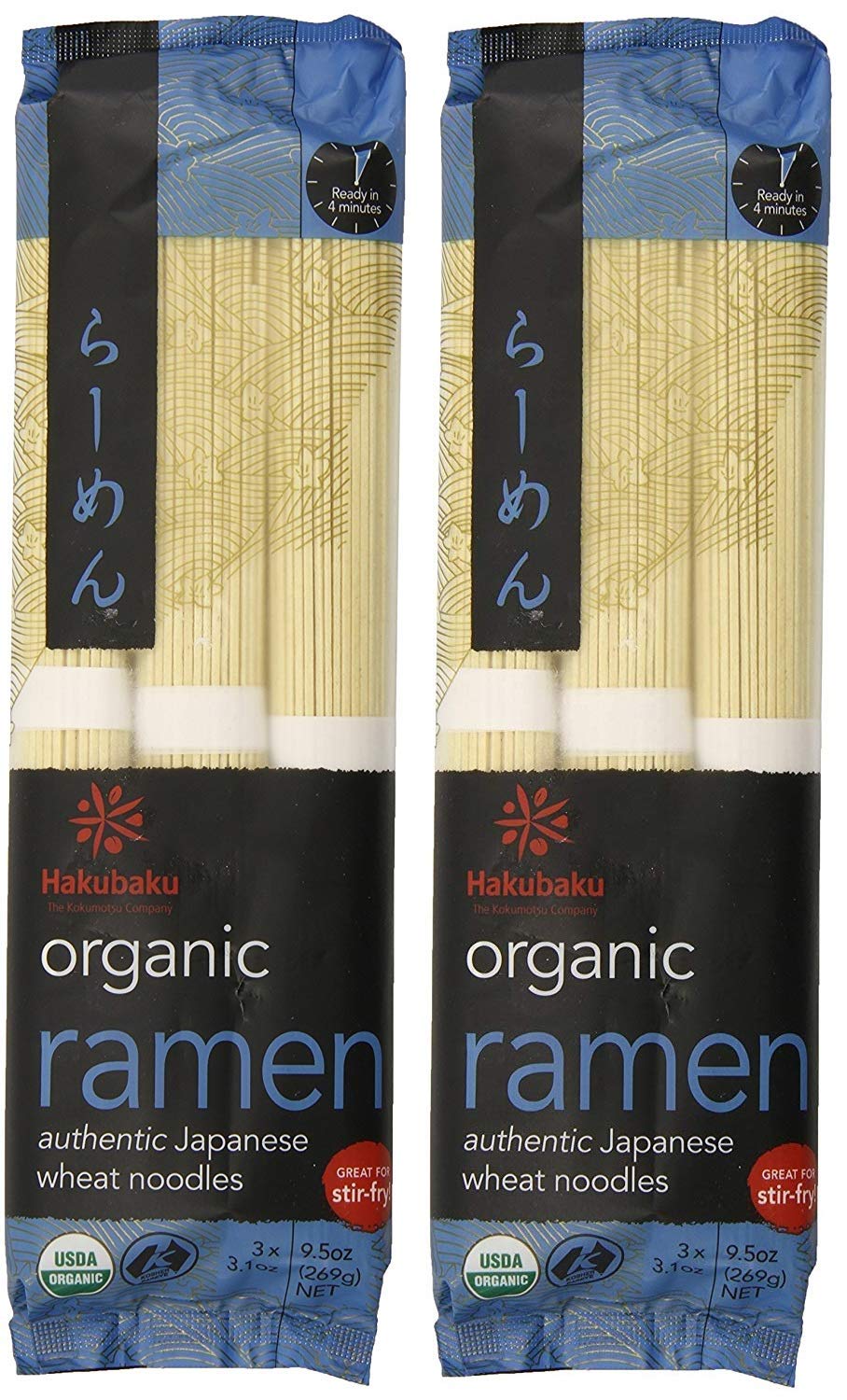 Hakubaku Organic front packaging showing two 9.5 oz packs for easy storage