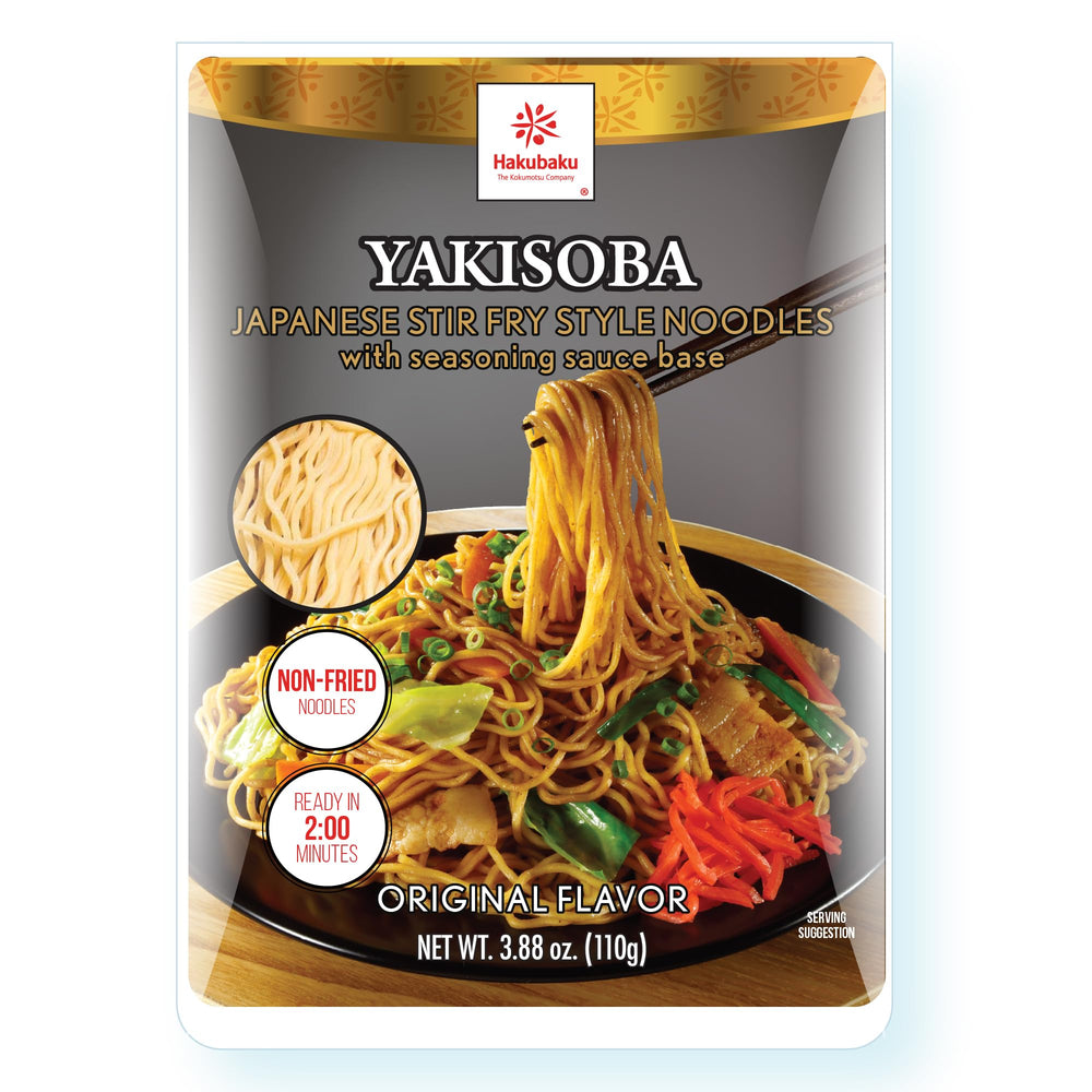 Hakubaku noodles stir-fry in pan with vegetables and quick meal benefit