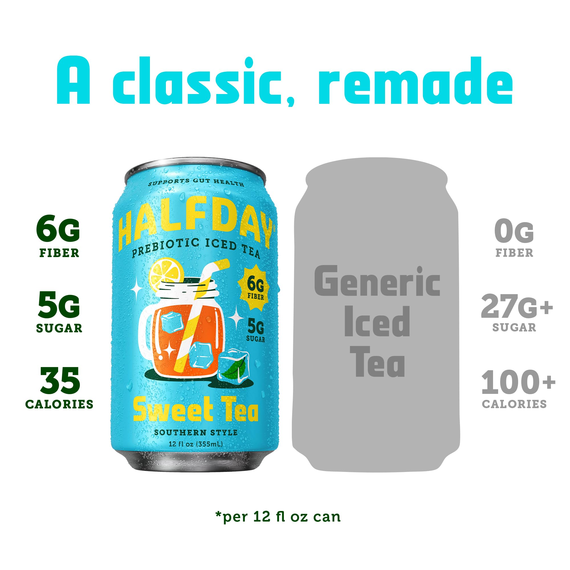 Halfday close-up label showing ingredients and prebiotic fiber transparency benefit