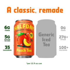 Hand holding Halfday green tea with honey & ginseng can showing natural caffeine benefit