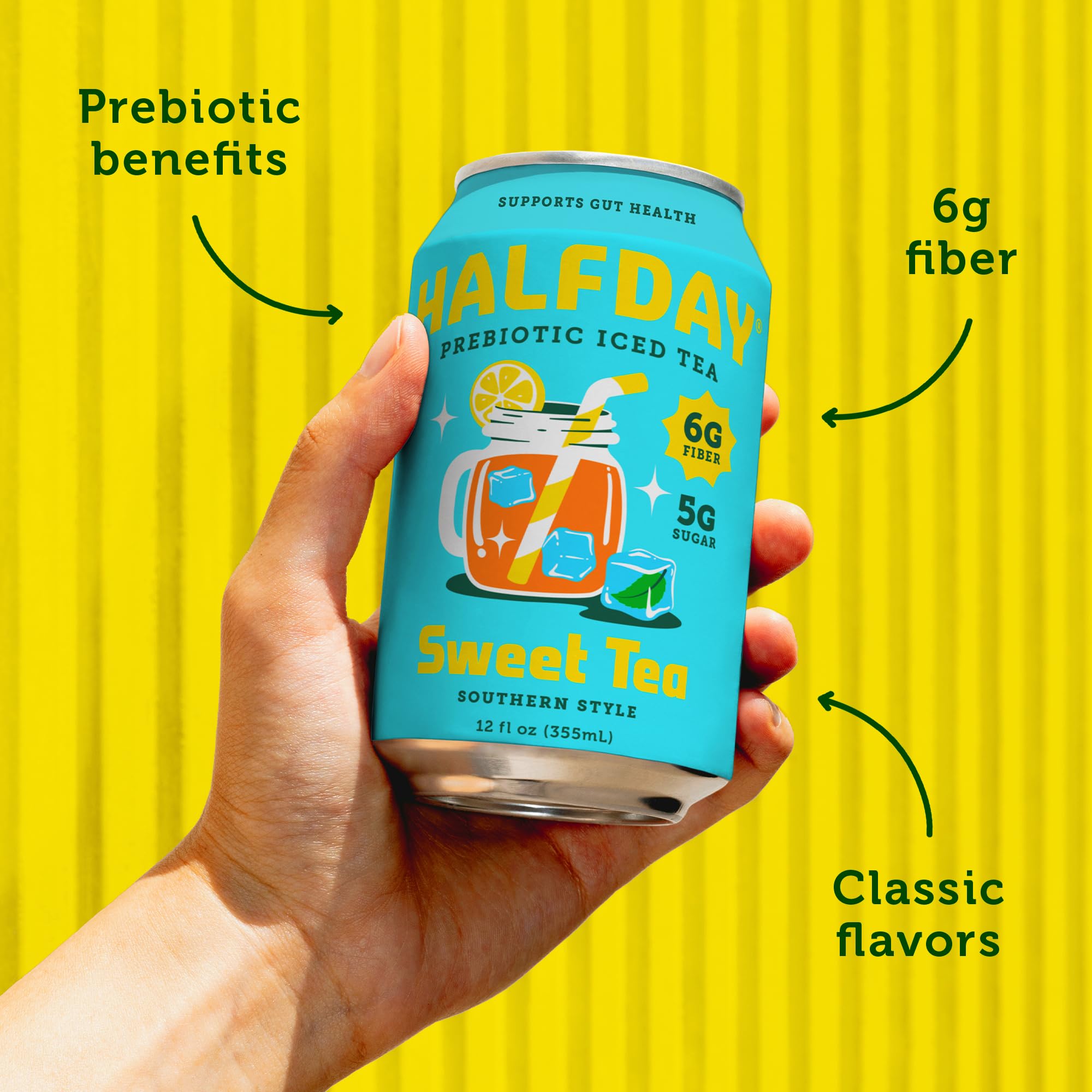 Halfday cans on picnic table lifestyle shot showing social sharing and outdoor enjoyment