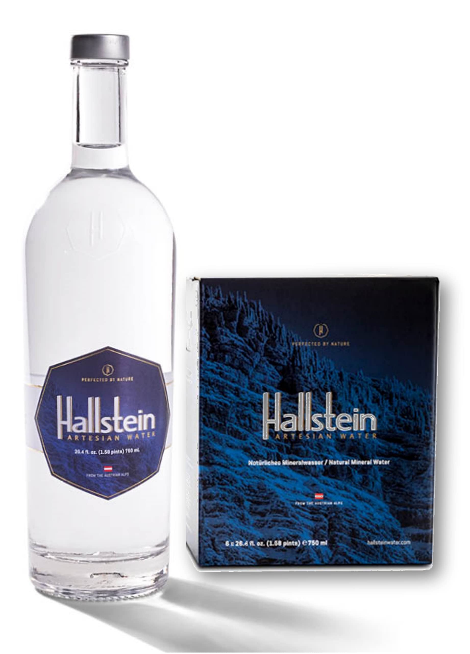 Close-up of Hallstein label and glass texture highlighting brand clarity and quality