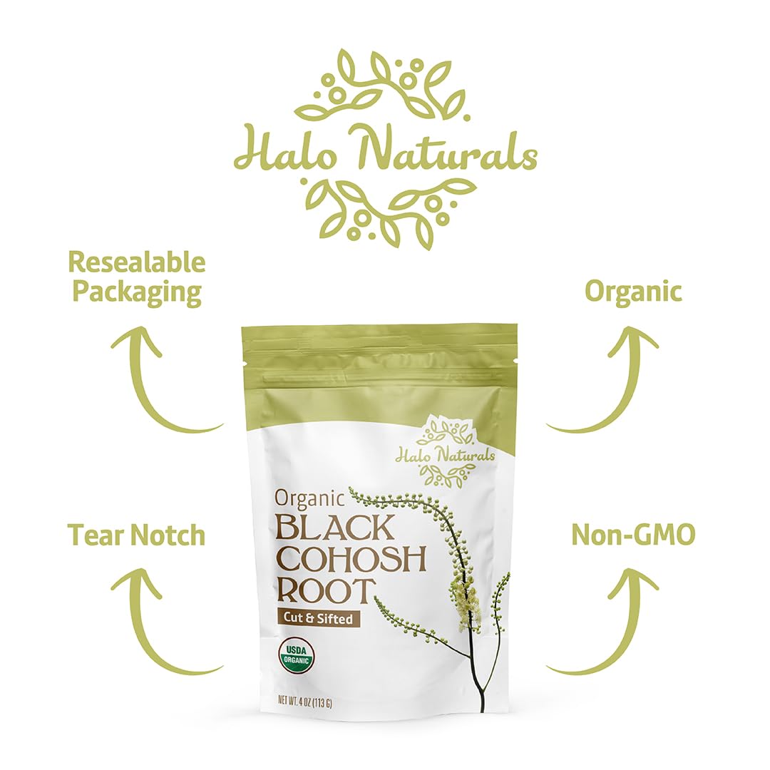 Halo Naturals package label close-up showing botanical name and USDA Organic certification