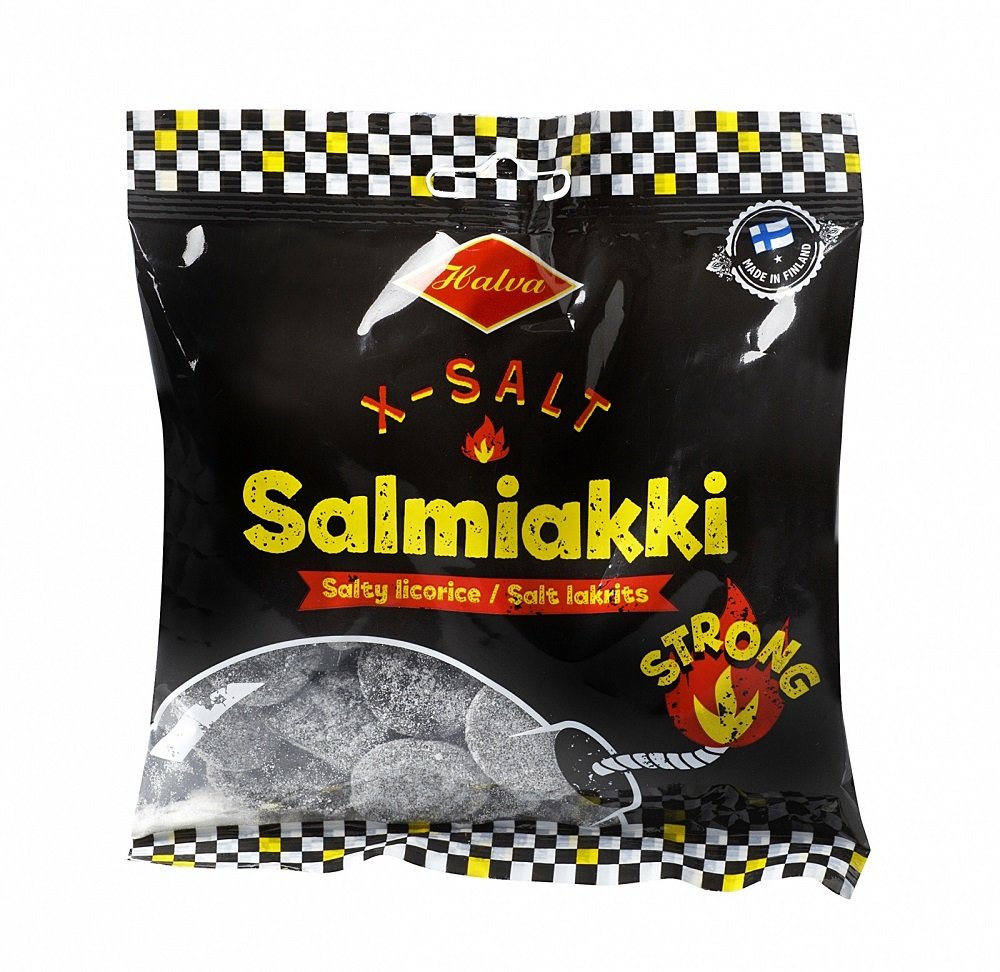Halva front packaging of X-Salt Salmiakki showing bold salty-licorice variety for flavor exploration