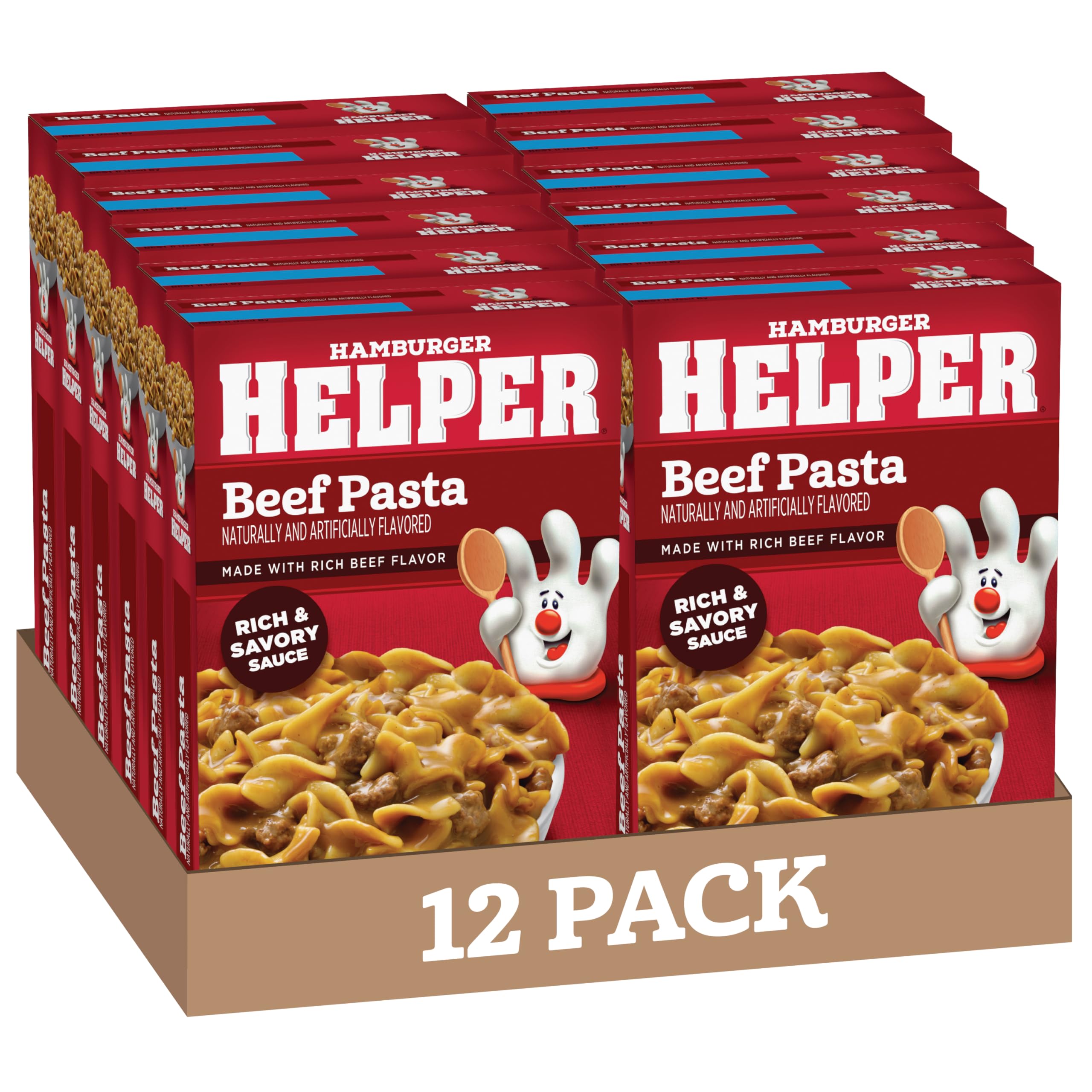Hamburger Helper front packaging showing product and quick meal benefit