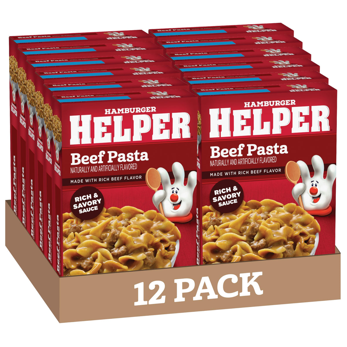 Hamburger Helper front packaging showing product and quick meal benefit