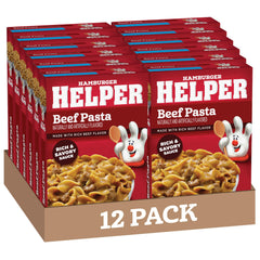 Hamburger Helper front packaging showing product and quick meal benefit