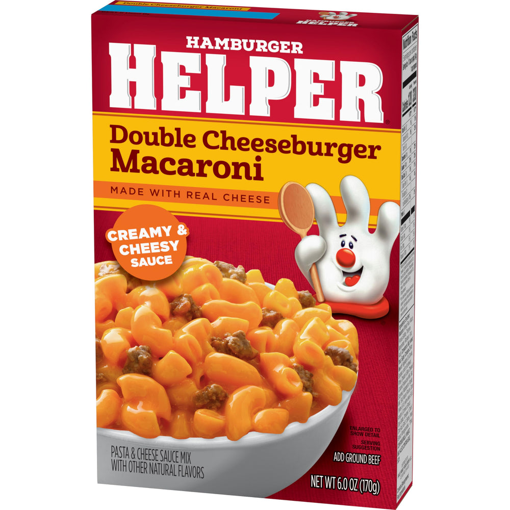 Hamburger Helper cheesy pasta texture close-up showing real cheese