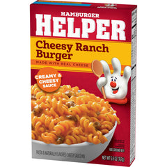 Hamburger Helper cooked in skillet with beef, showing ready-to-serve meal