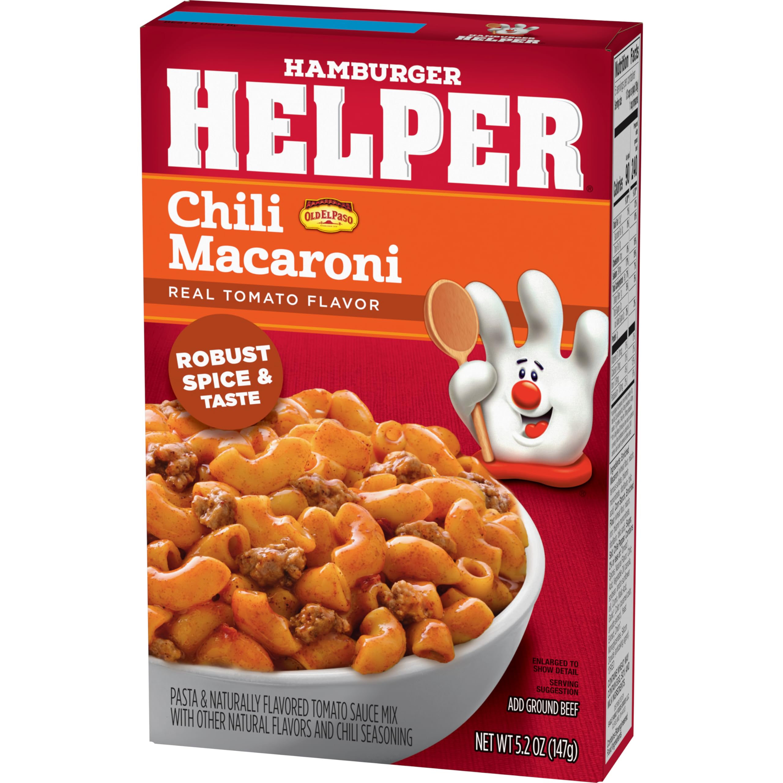 Prepared Hamburger Helper Chili Macaroni in a skillet ready to serve quickly