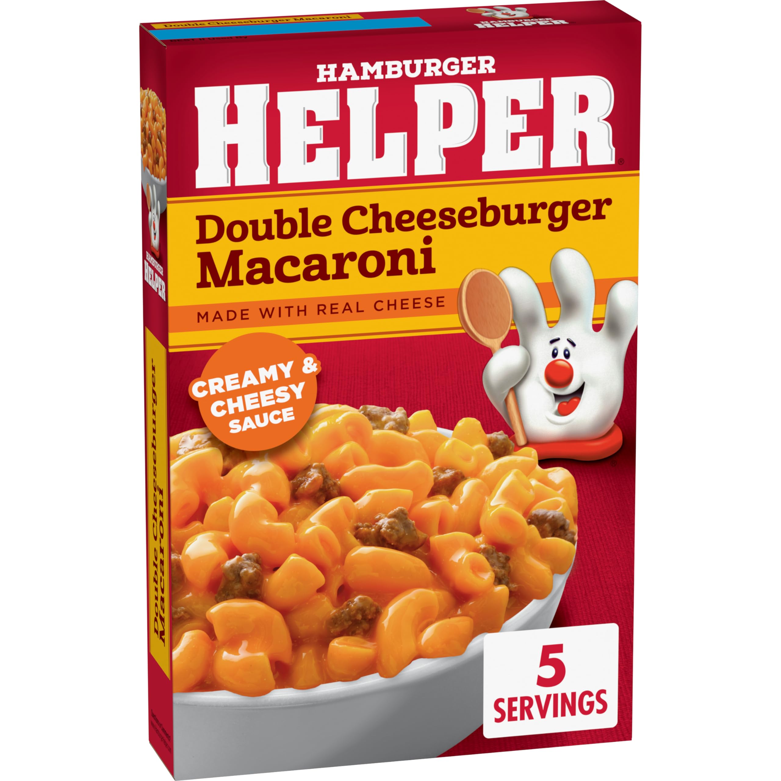 Hamburger Helper cooked skillet closeup highlighting creamy finish
