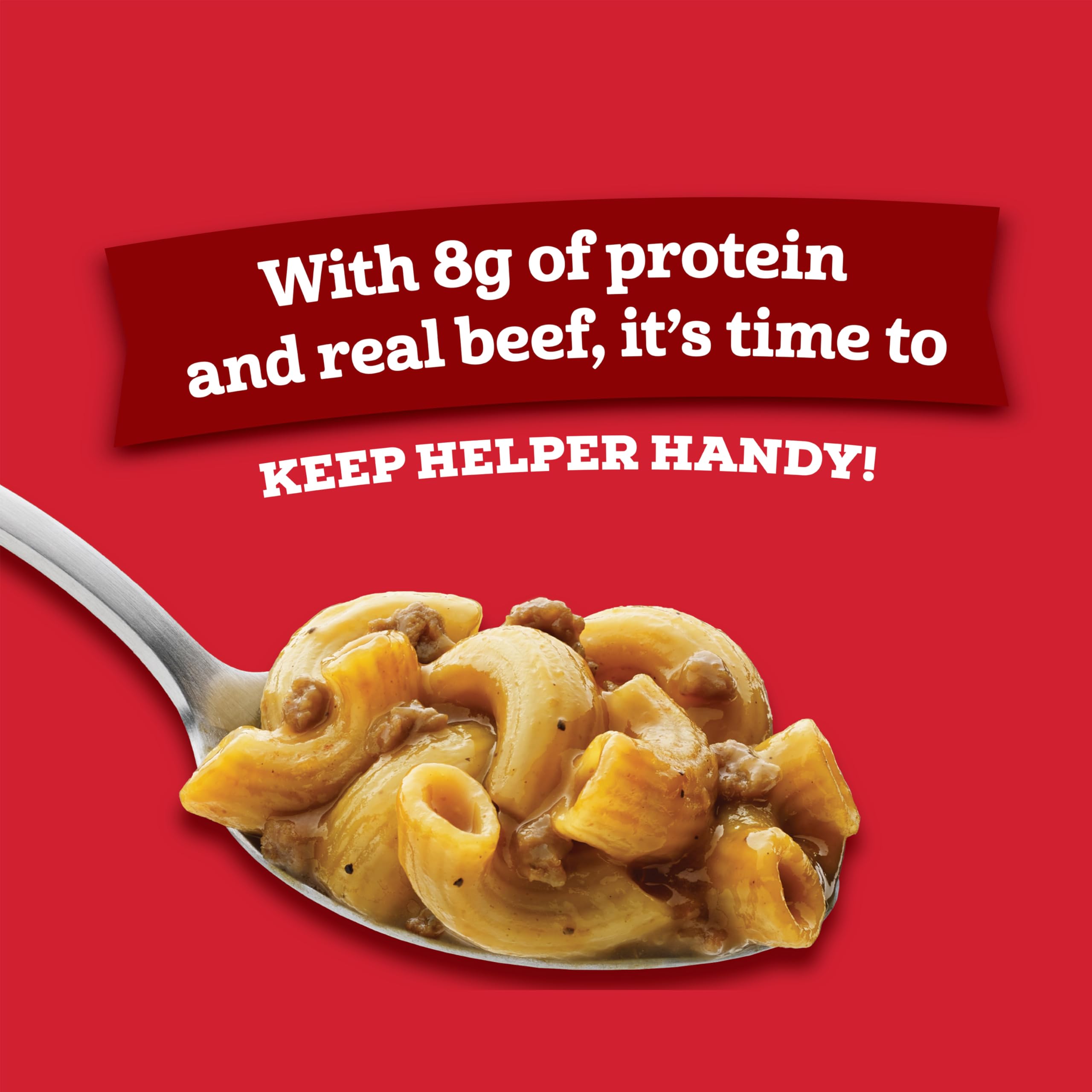 Hamburger Helper open cup with included flavor pouch ready to mix