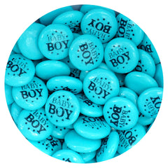 THE HAMPTON CANDY COMPANY front packaging of 2 lb baby boy blue gum buttons, easy bulk serving