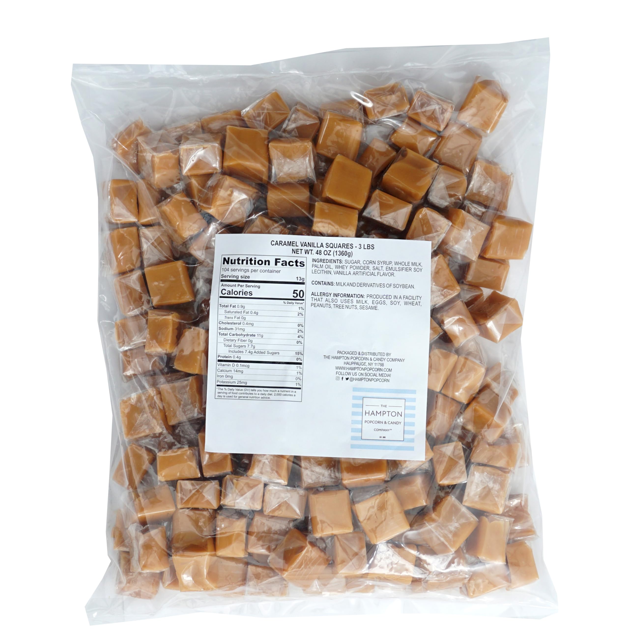 THE HAMPTON CANDY COMPANY close-up caramel texture highlighting soft chew and creamy vanilla color
