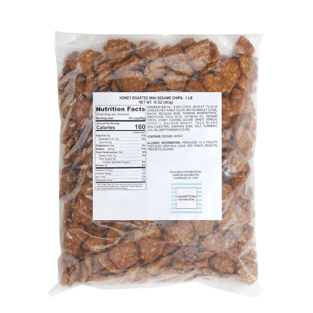 Hampton Distribution close-up of honey roasted sesame chip texture for crunch